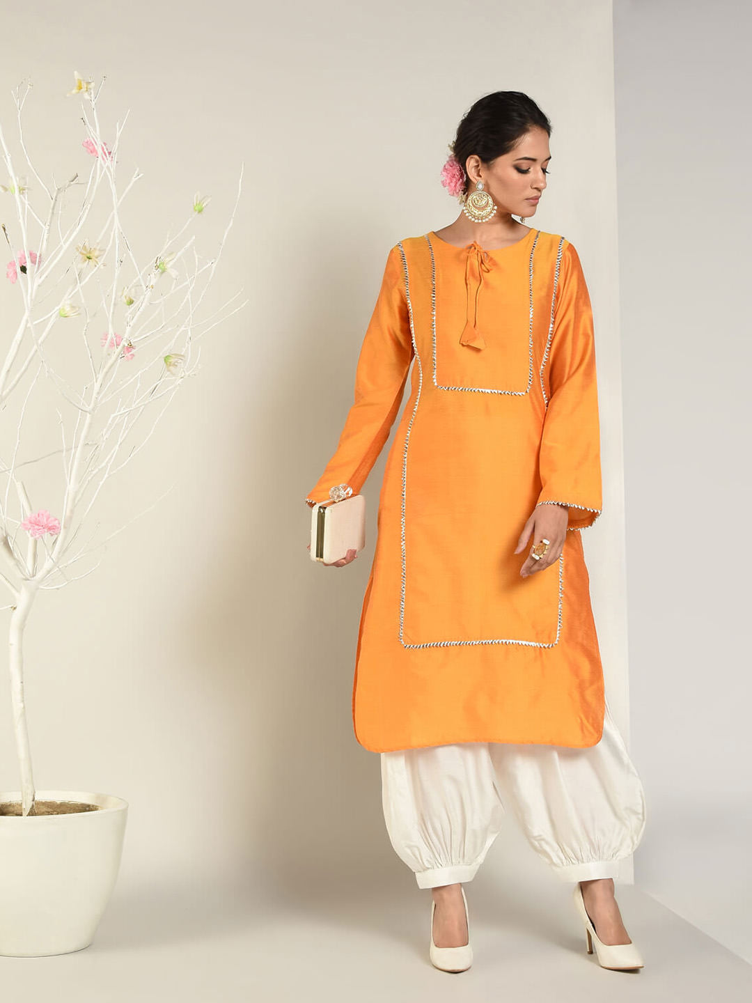 Turmeric Banarasi Panelled Kurta