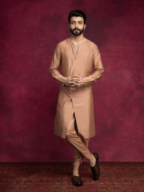 V-neck overlapped kurta- Coffee brown