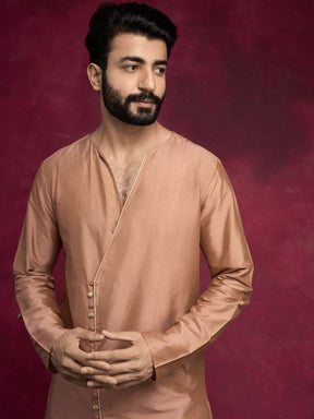 V-neck overlapped kurta Set - Coffee brown