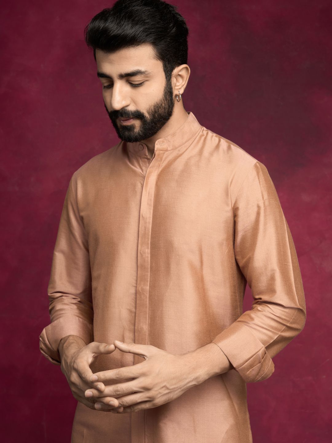 High-low hem kurta - Coffee brown