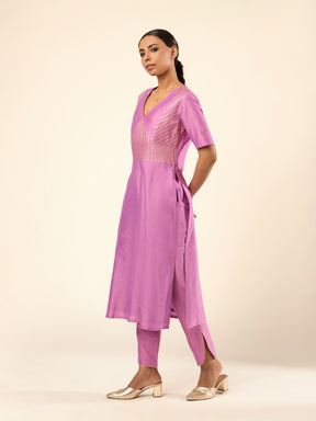 Banarasi Gota patti detailed kurta- Lavender