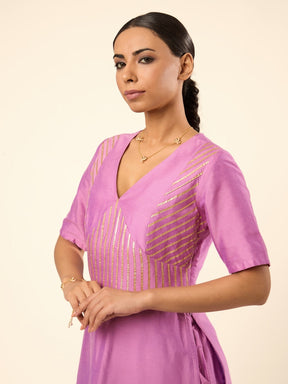 Banarasi Gota patti detailed kurta- Lavender