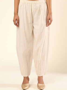 Banswara box pleat hem pants- Ivory