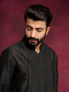 Overlap asymmetrical kurta-  Rich black