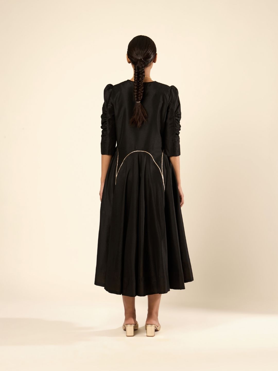 Circular panelled dress highlighted with Gota patti- Black