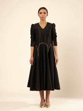 Circular panelled dress highlighted with Gota patti- Black