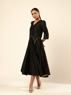 Circular panelled dress highlighted with Gota patti- Black