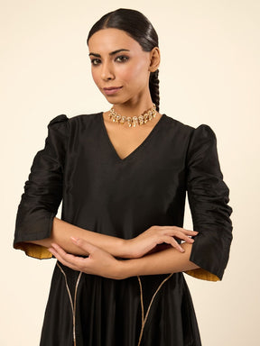 Circular panelled dress highlighted with Gota patti- Black