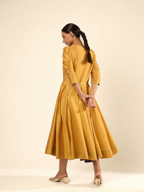 Circular panelled dress highlighted with Gota patti- Golden