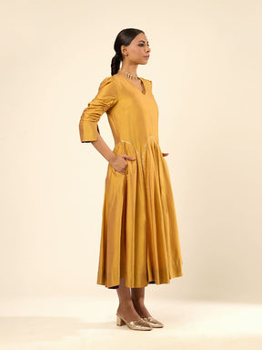 Circular panelled dress highlighted with Gota patti- Golden