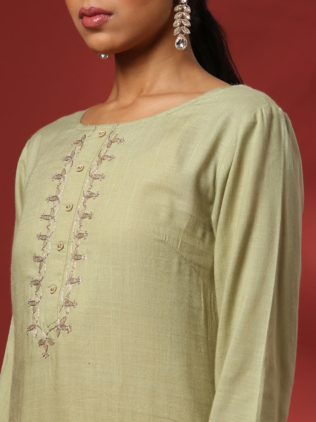 Embroidered kurta - Green