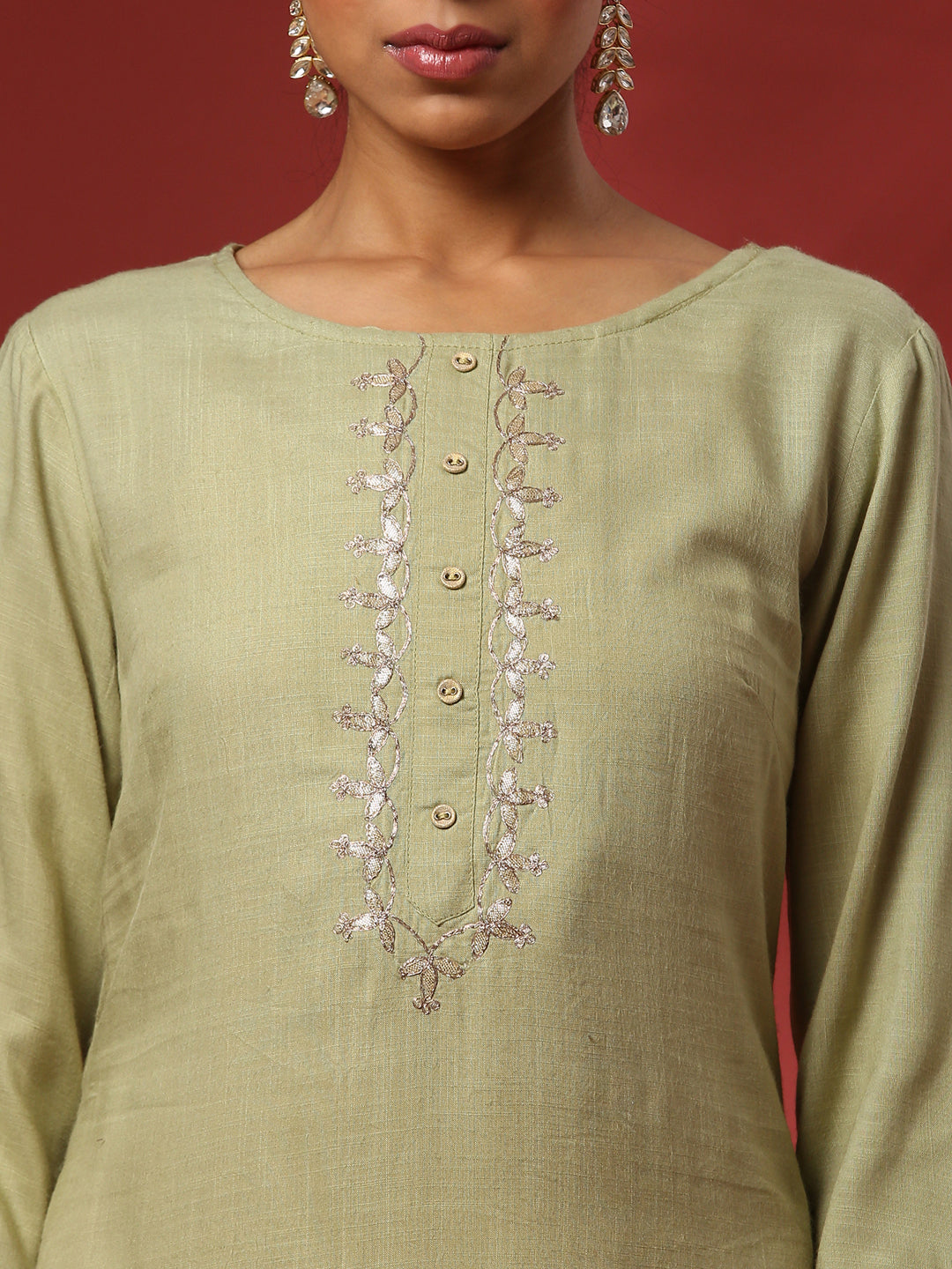 Embroidered kurta - Green