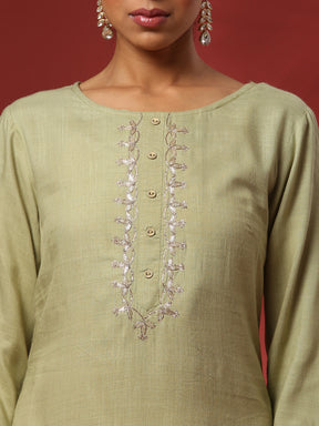 Embroidered kurta - Green