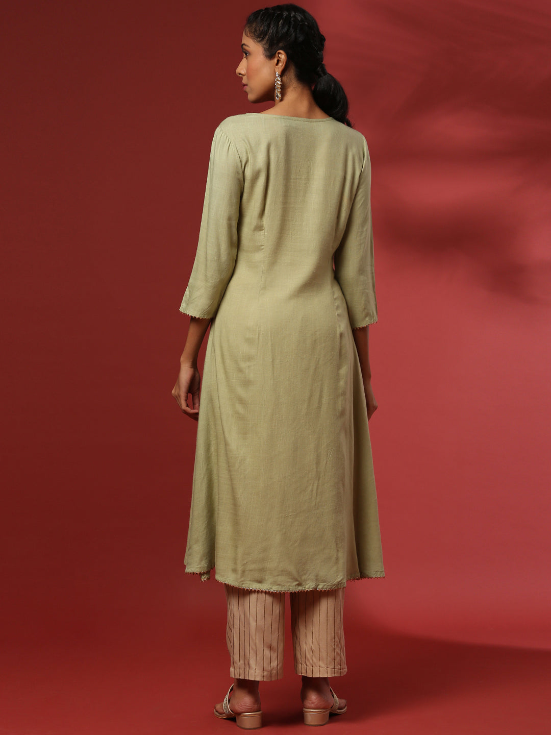 Embroidered kurta - Green