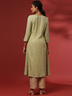 Embroidered kurta - Green