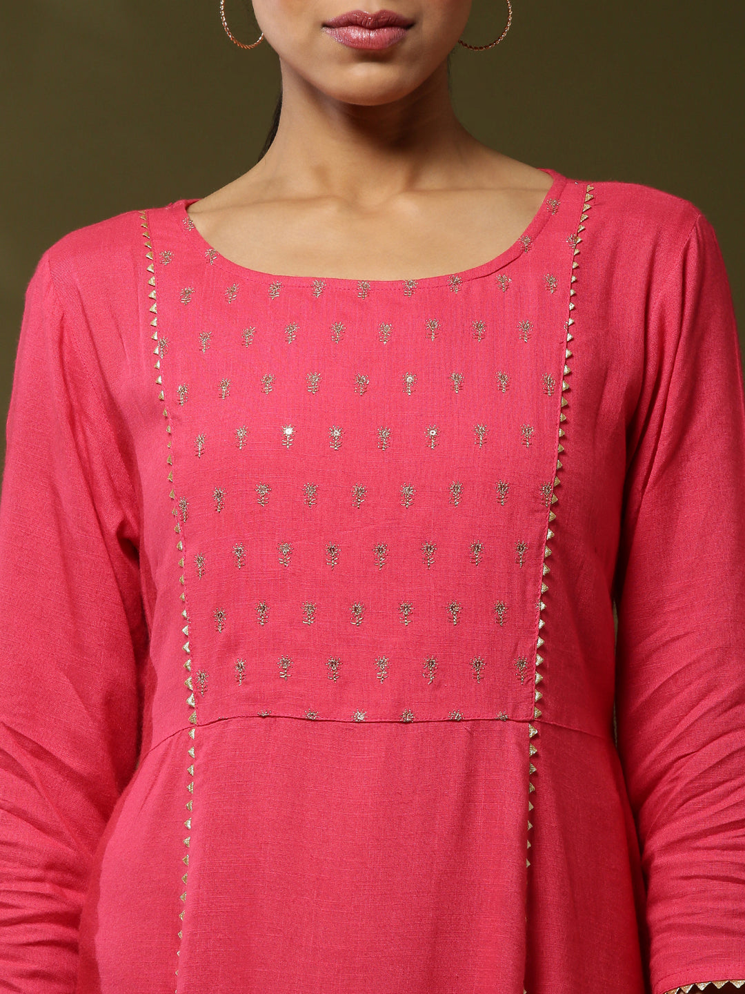 Embroidered kurta-coral