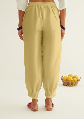 Pleated hem pants - Lemon yellow