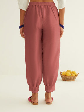 Pleated hem pants - Rose Brown