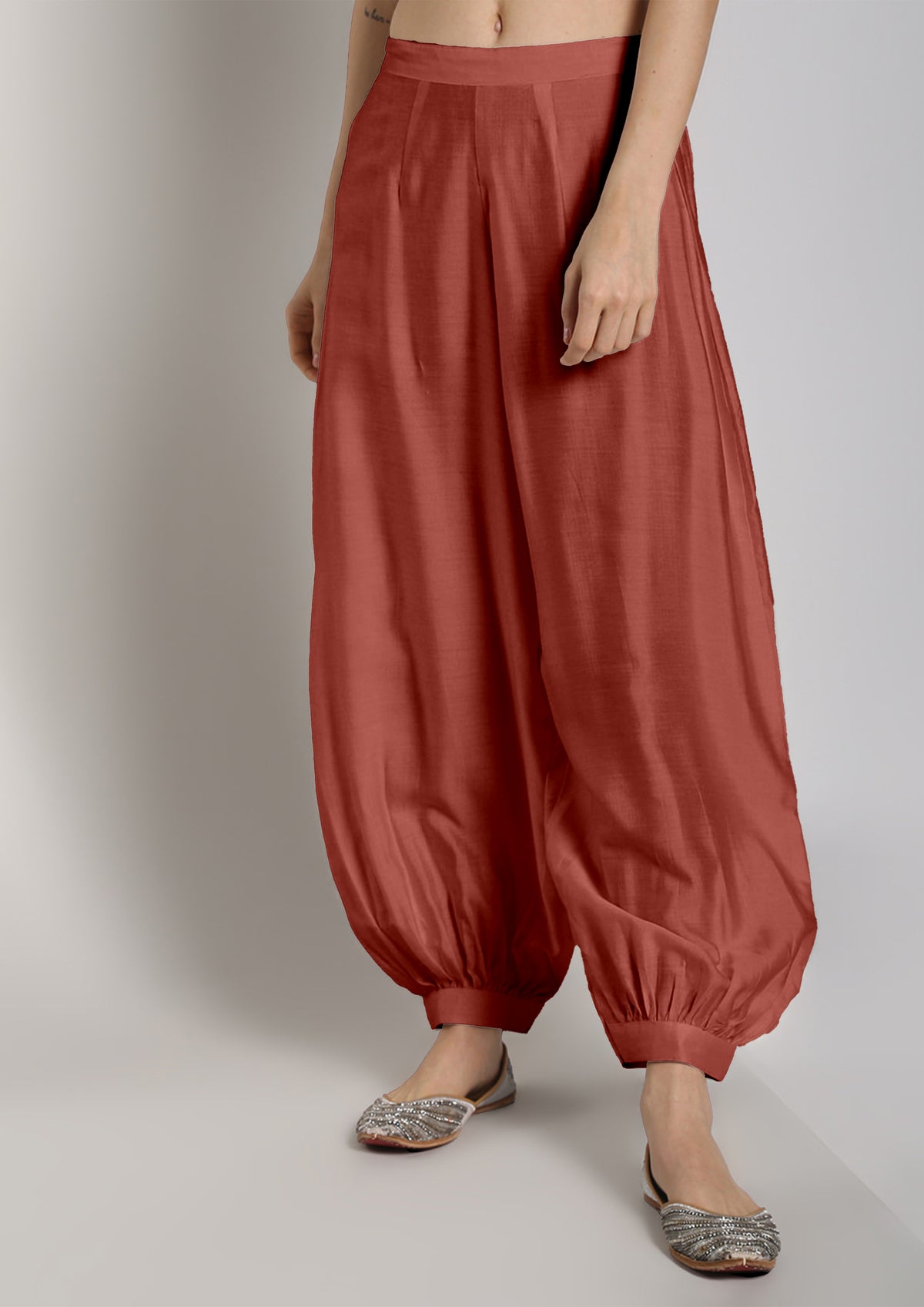 Banarasi Pathani Salwar - Rose Brown