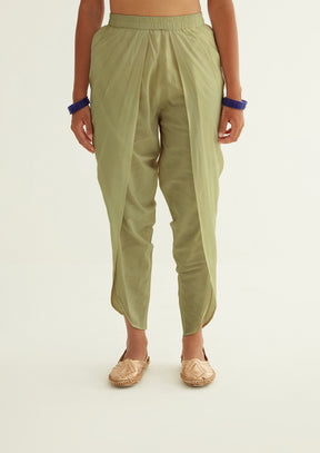 Tulip pants with elasticated waist belt - Pistachio green