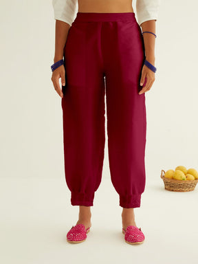 Pleated hem pants - Cabaret pink