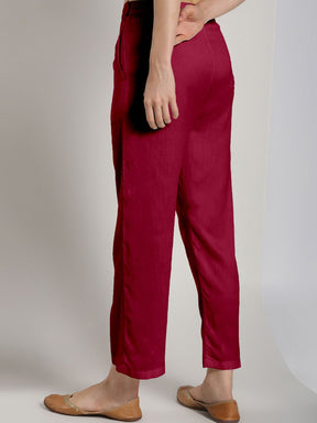 Abhishti Cotton Silk Cropped Pants -Cabaret pink