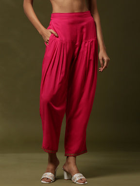 Regular salwar pants with printed hem-violet