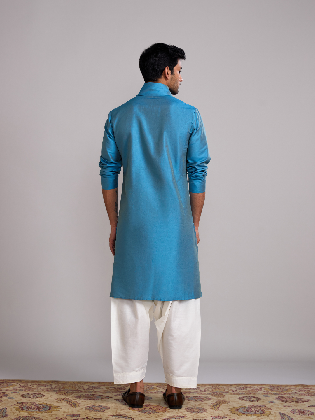 Cowl neck straight kurta- Blue moon