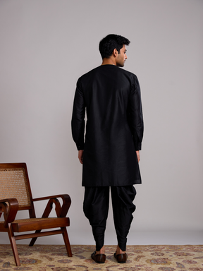 Overlap layered panel kurta- Rich black