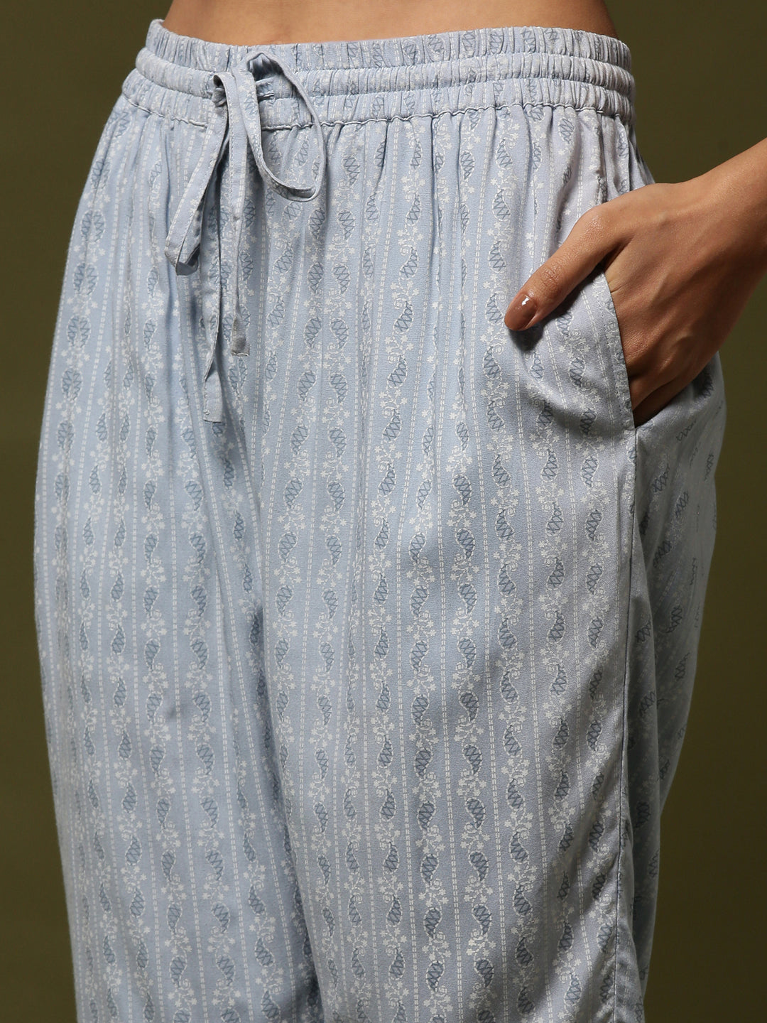 Printed kurta set- Light Blue