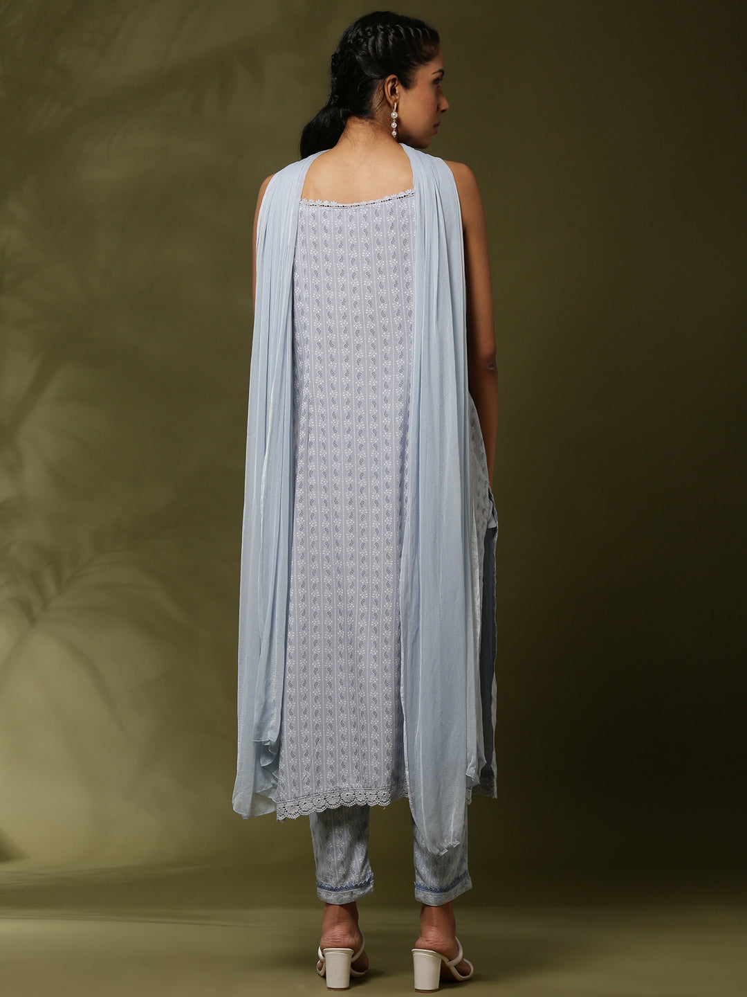 Printed kurta set- Light Blue