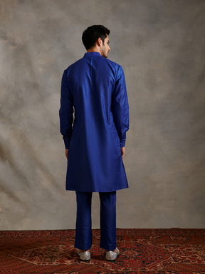 Banarasi buttoned down Kurta Set - Imperial blue