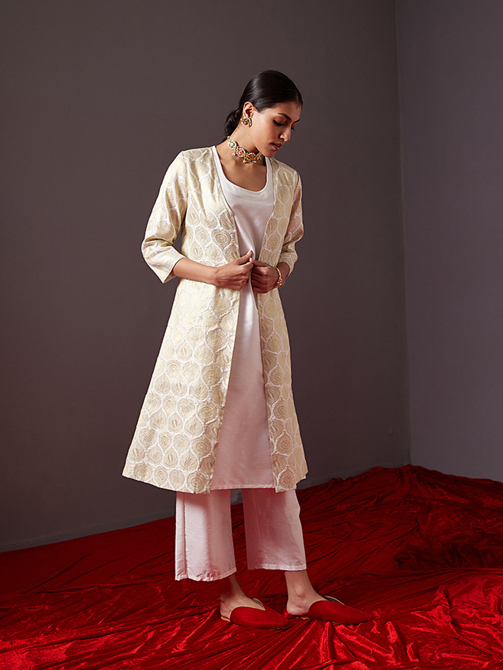 Bimba Women Designer Cotton Kurta Straight White Kurti With Attached Jacket  Ethnic Indian Clothing - Walmart.ca