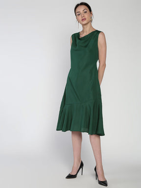 Cowl neck Pephem Crepe Dress