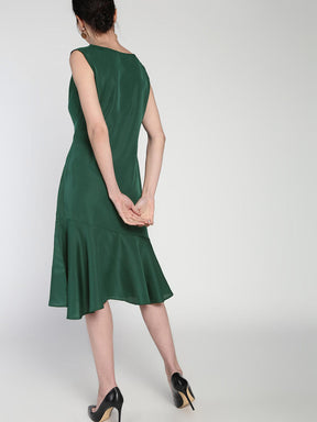 Cowl neck Pephem Crepe Dress