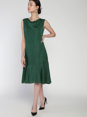 Cowl neck Pephem Crepe Dress