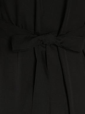 Belted Polycrepe dress with Neck detail