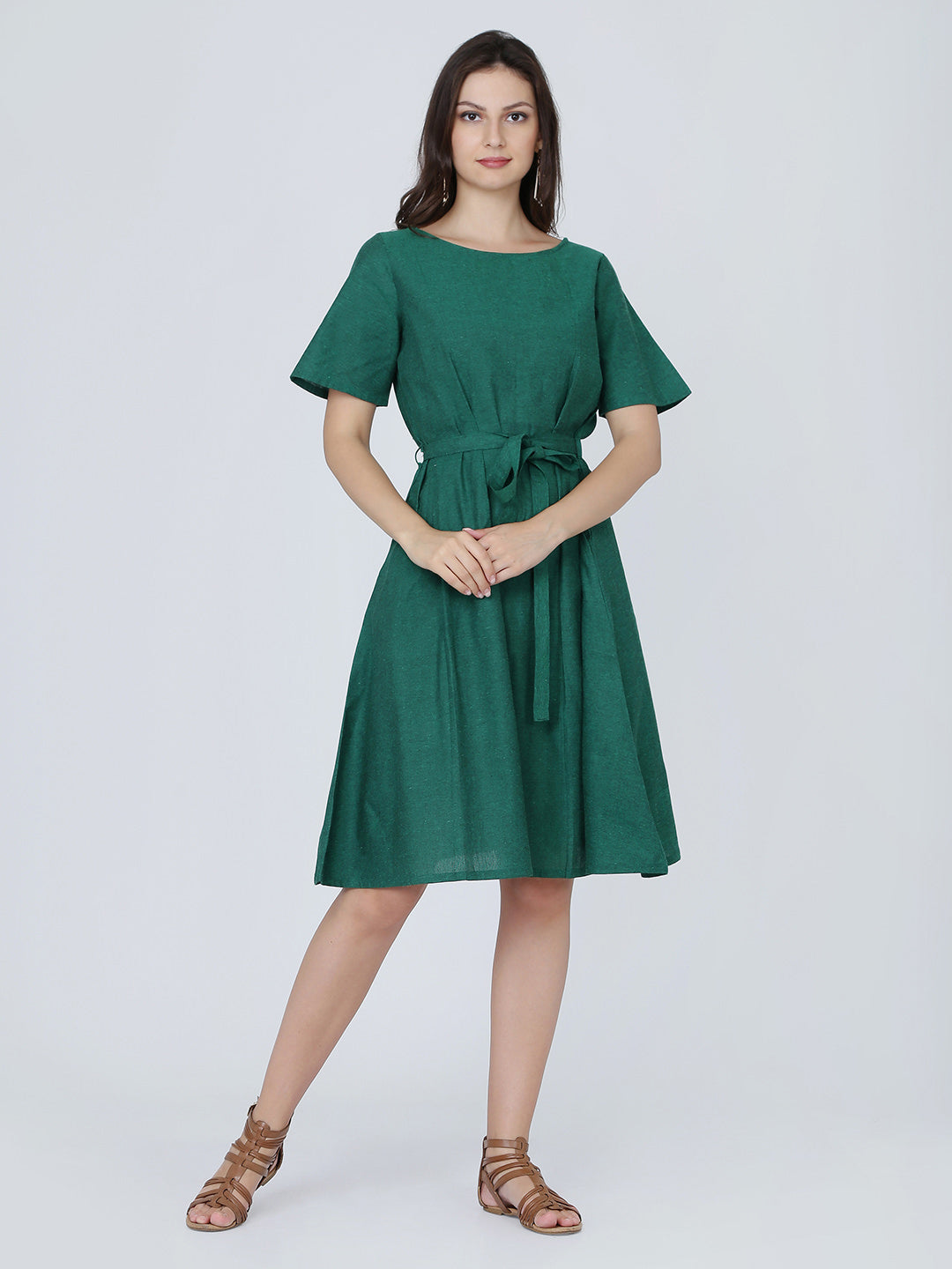 Dohyenne Cotton Linen pleated Dress