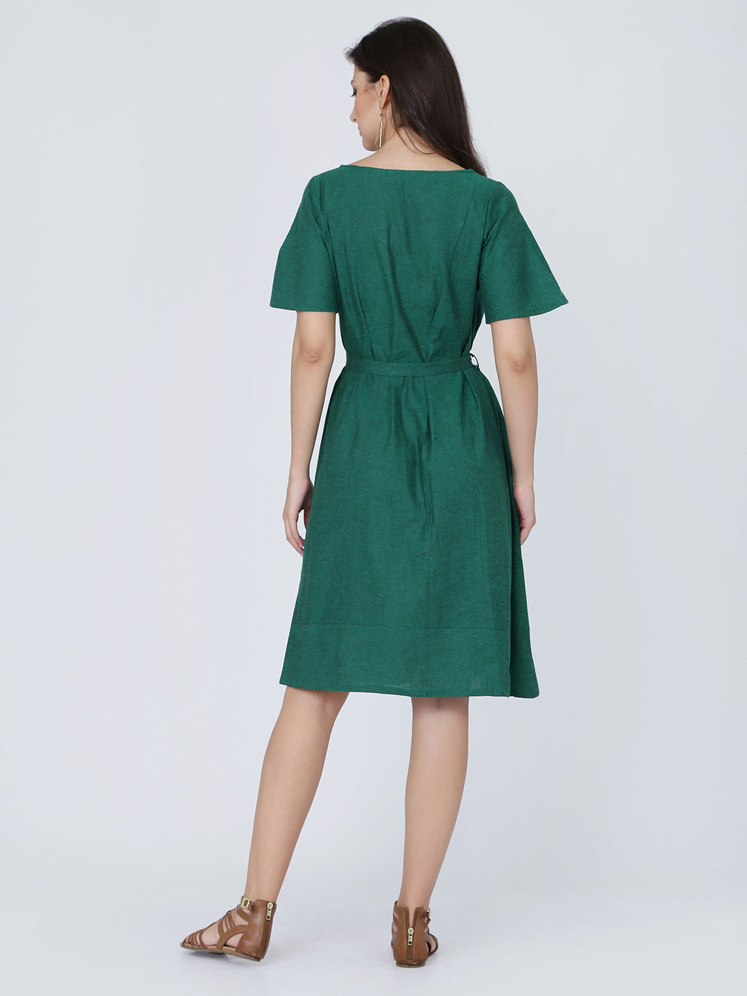 Dohyenne Cotton Linen pleated Dress